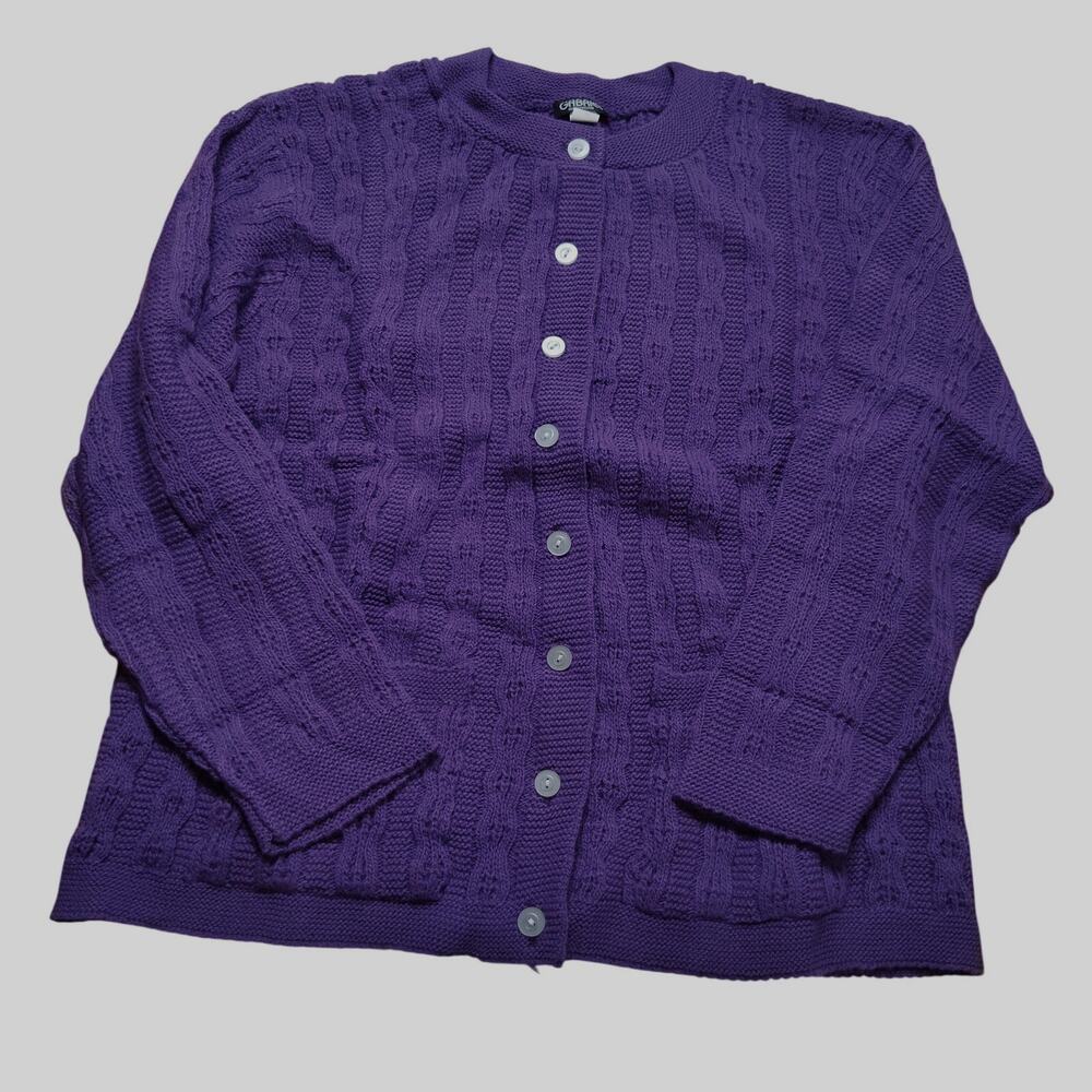 Gabriel New York Dark Purple Button‑Down Sweater 100% Acrylic Size Large NEW
